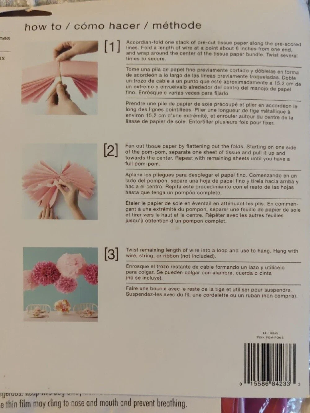 Martha Stewart Celebrate Pink Tissue Paper Pom-Pom Decorations